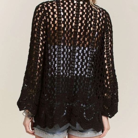 ADORA Crochet Black Sweater Size M/L - Picture 2 of 7